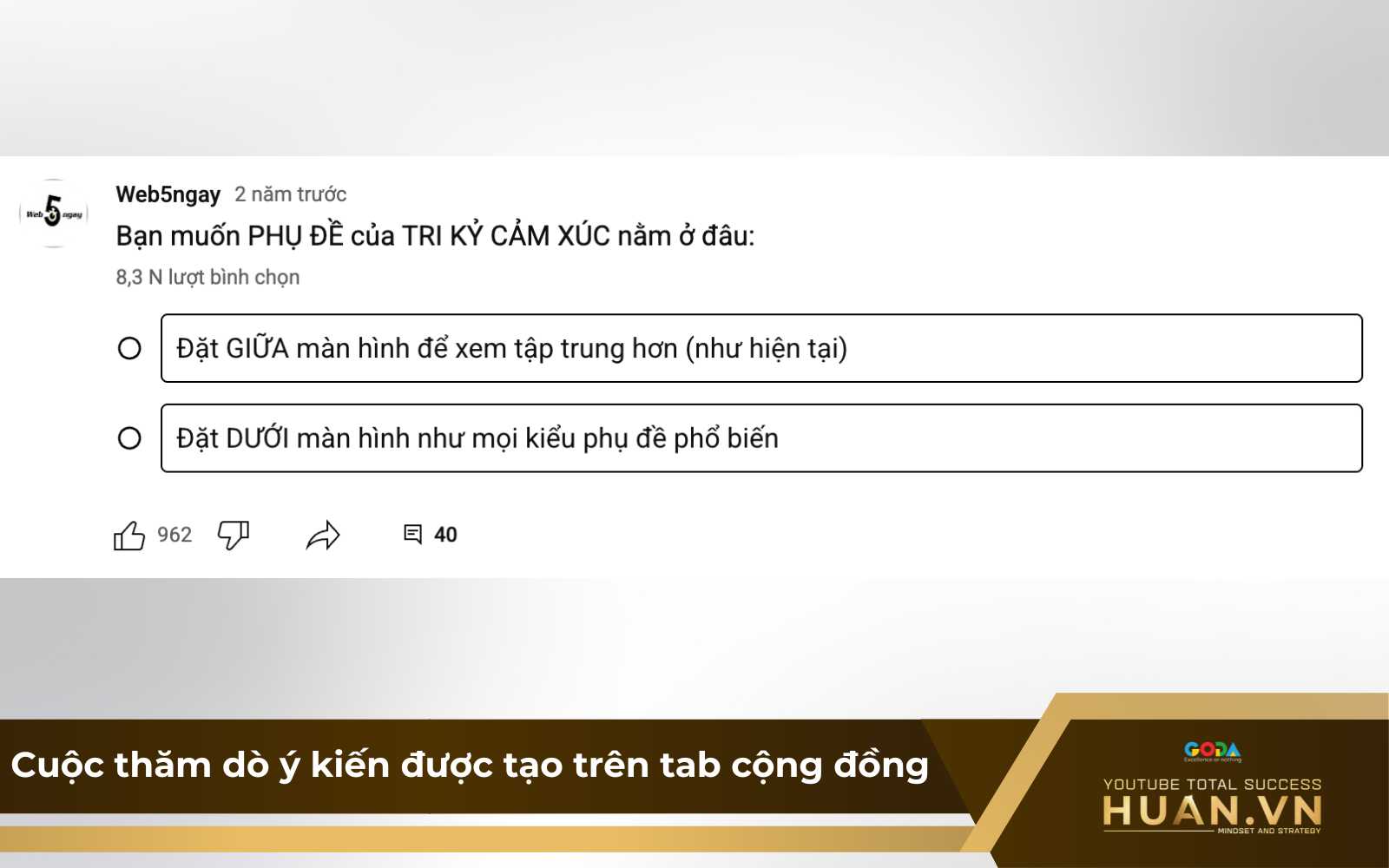 cuoc-tham-do-y-kien-tren-tab-cong-dong Cuộc thăm dò ý kiến được tạo trên tab cộng đồng trên YouTube