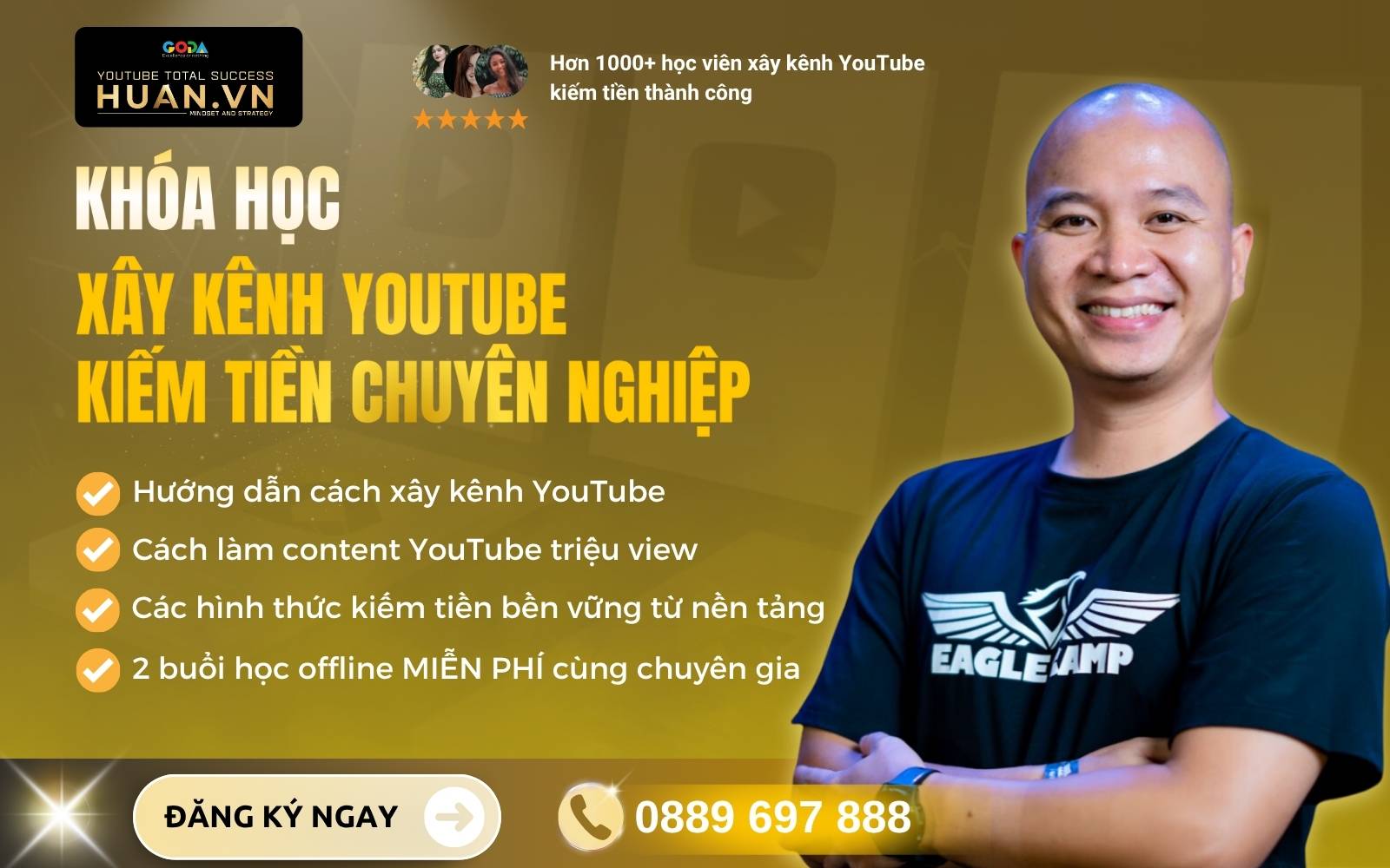 Đăng ký khóa học xây kênh YouTube tại Huân Academy