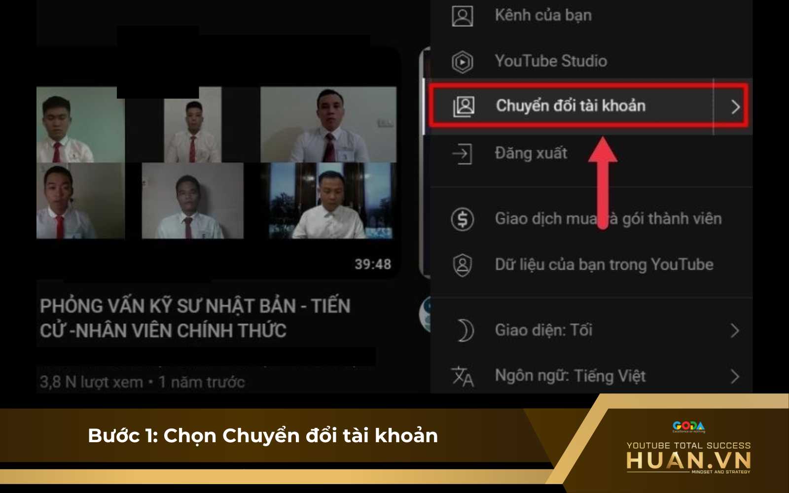 Hướng dẫn chuyển kênh YouTube sang Gmail khác bằng cách di chuyển kênh - B1: hướng dẫn chuyển kênh YouTube sang Gmail khác 