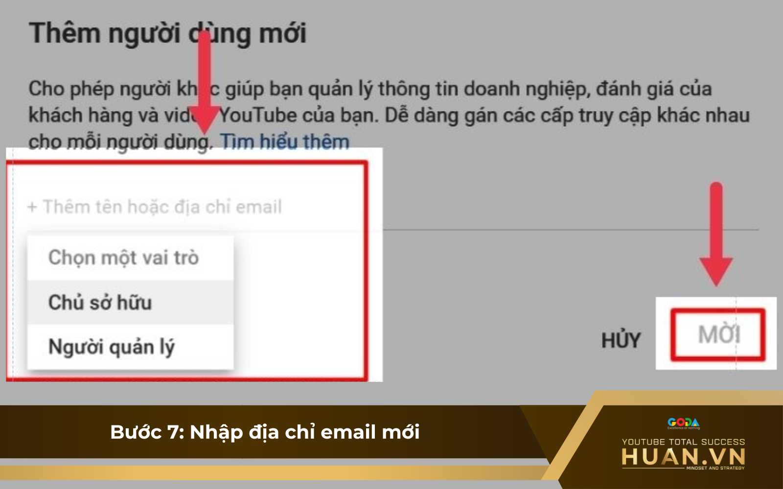 Cách thay đổi Gmail cho YouTube - B7: Nhập địa chỉ email mới