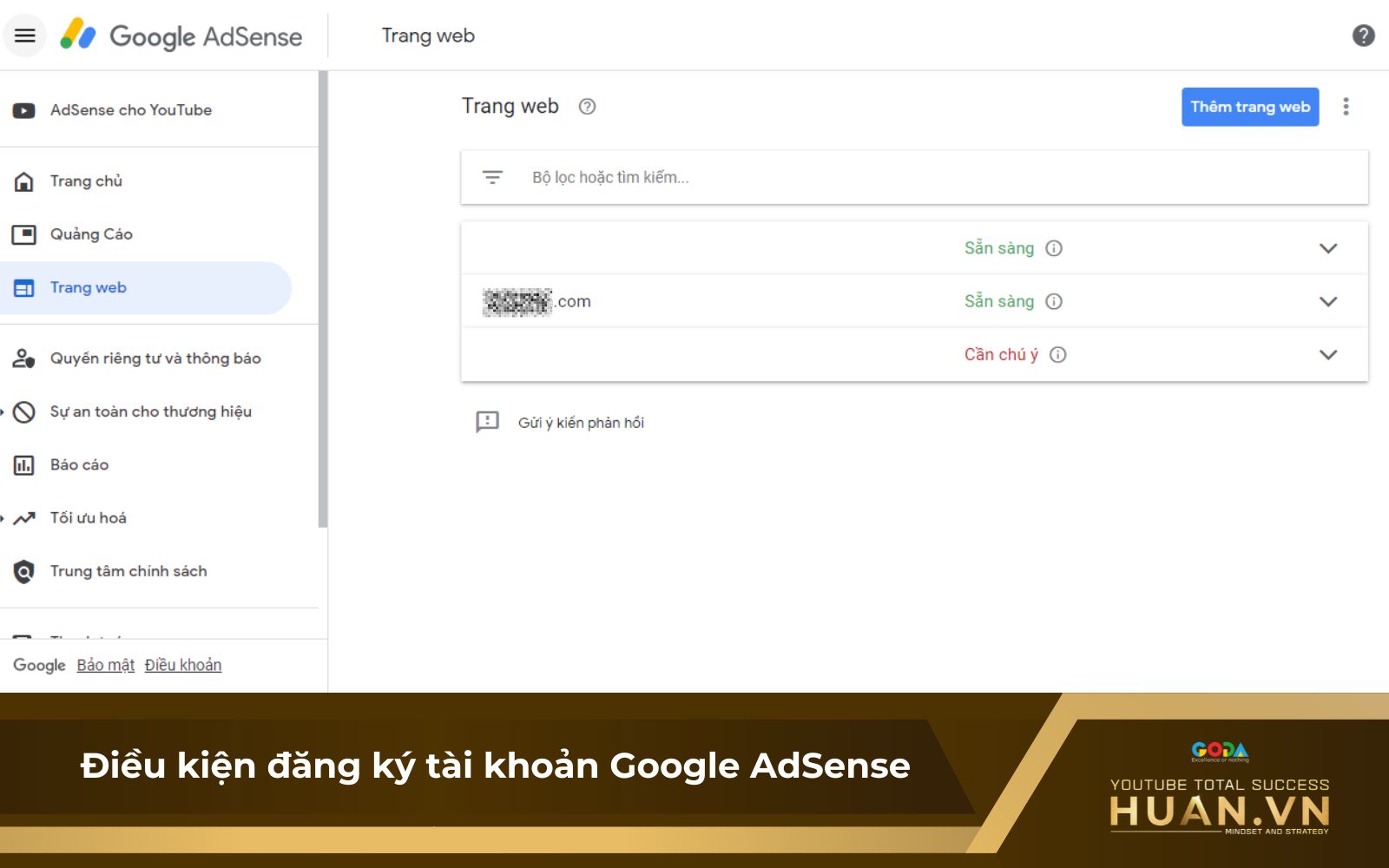 Google AdSense có điều kiện riêng biệt cho từng loại tài khoản