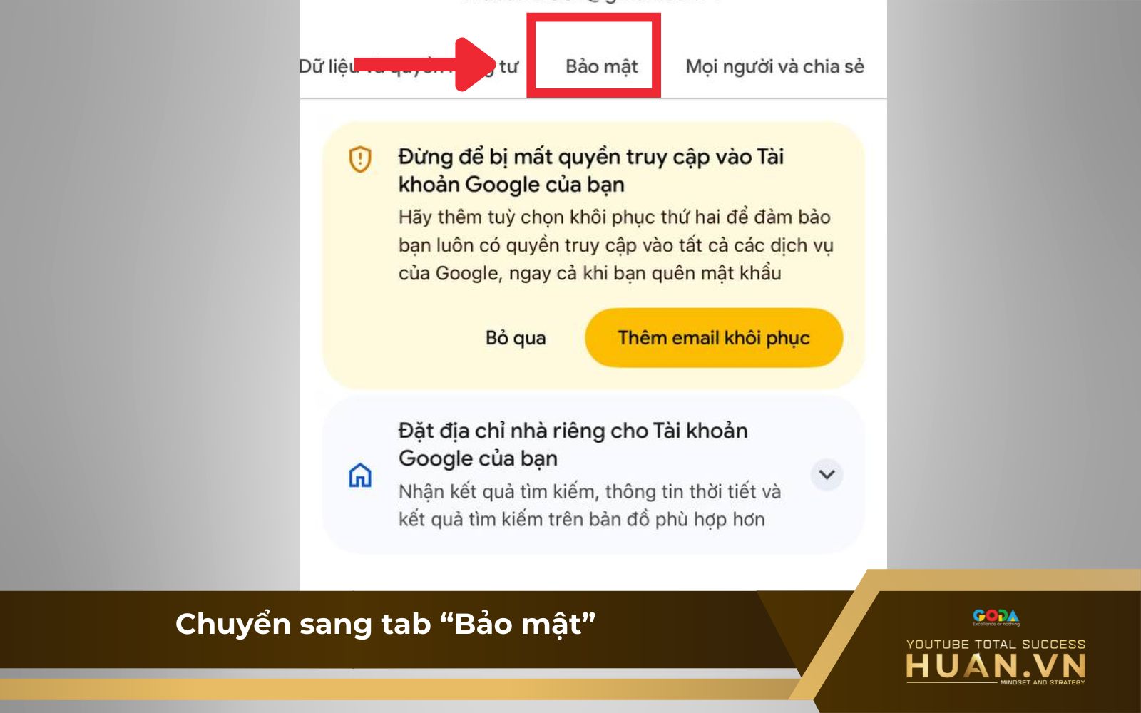 doi-mat-khau-youtube-dien-thoai-b3-tab-bao-mat Đổi password YouTube bằng điện thoại - B3: Chuyển sang tab “Bảo mật”