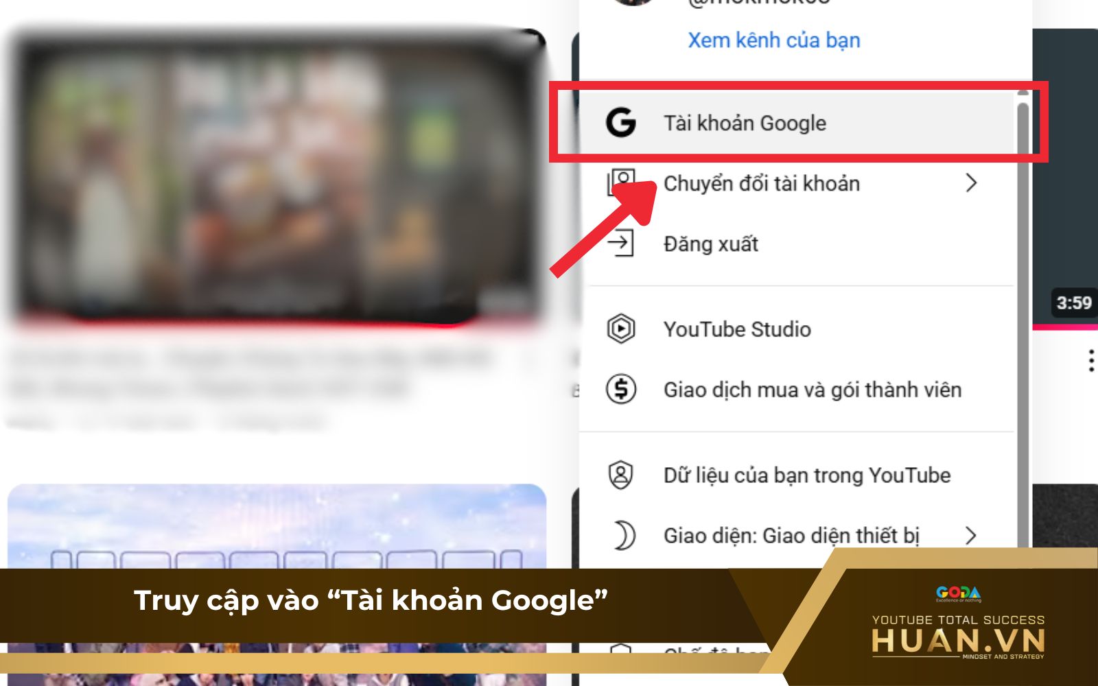 doi-mat-khau-youtube-may-tinh-b1-tai-khoan-google Bước 1 của cách đổi password YouTube trên máy tính: Truy cập vào “Tài khoản Google”