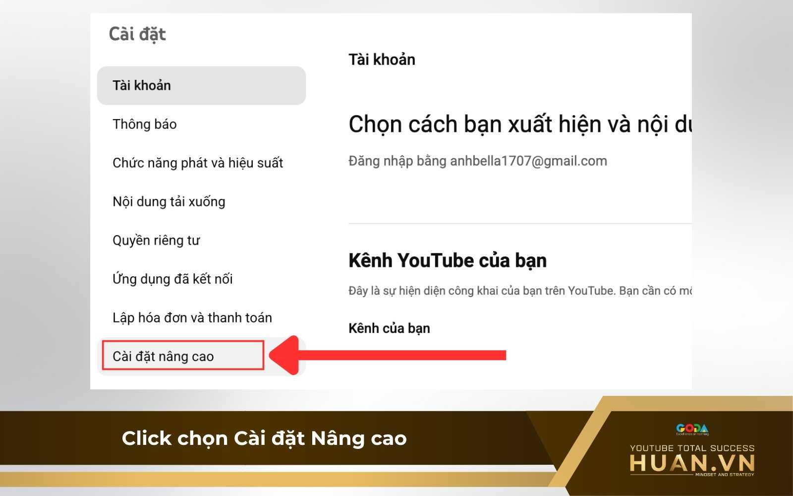 doi-url-youtube-mac-dinh-b3-chon-cai-dat-nang-cao Chọn phần Cài đặt nâng cao