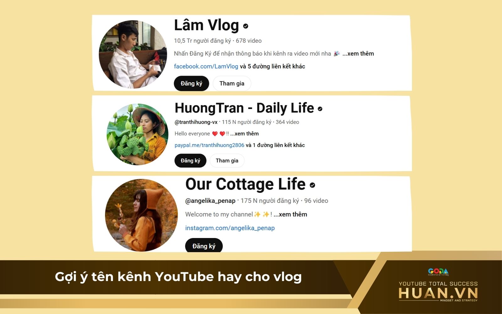 Ý tưởng đặt tên kênh Youtube về chủ đề Vlog