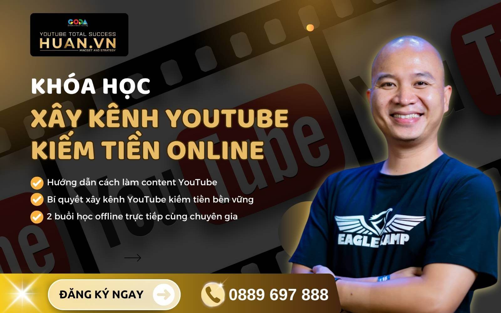 Tham gia ngay khóa học xây kênh YouTube chuyên nghiệp tại Huân Academy