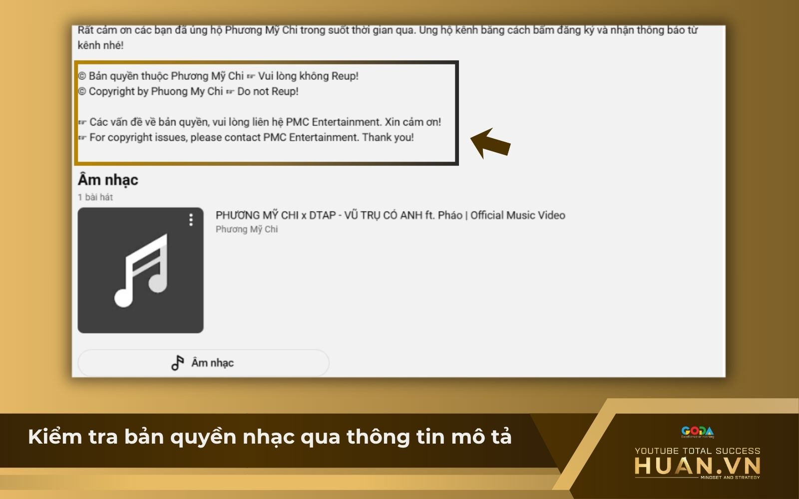 Kiểm tra nhạc bản quyền trên YouTube qua phần mô tả video