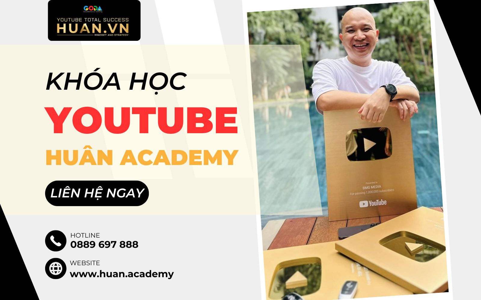 Khóa học kiếm tiền từ YouTube tại Huân Academy – hướng dẫn xây kênh, bật kiếm tiền hiệu quả.