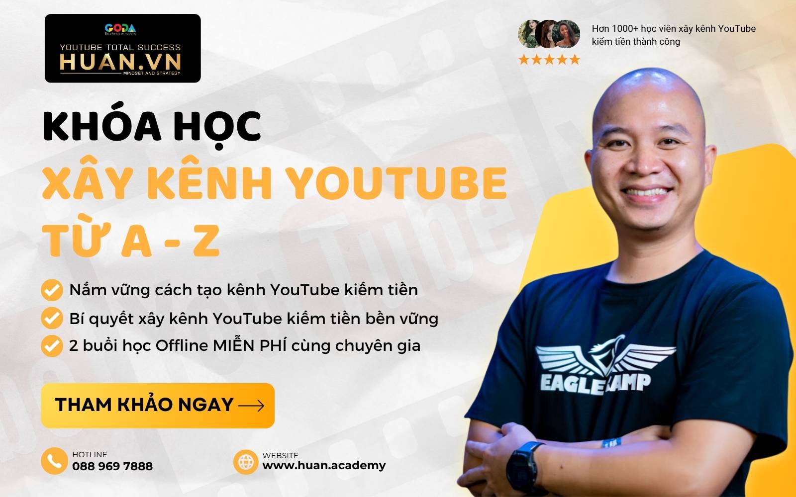 Khóa học xây kênh YouTube kiếm tiền tại Huân Academy