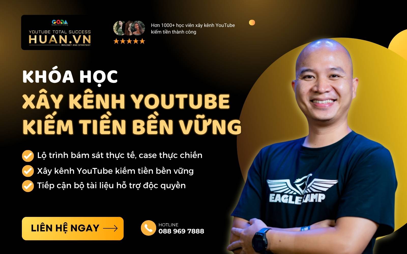 Khóa học xây dựng kênh YouTube kiếm tiền bền vững tại Huân Academy