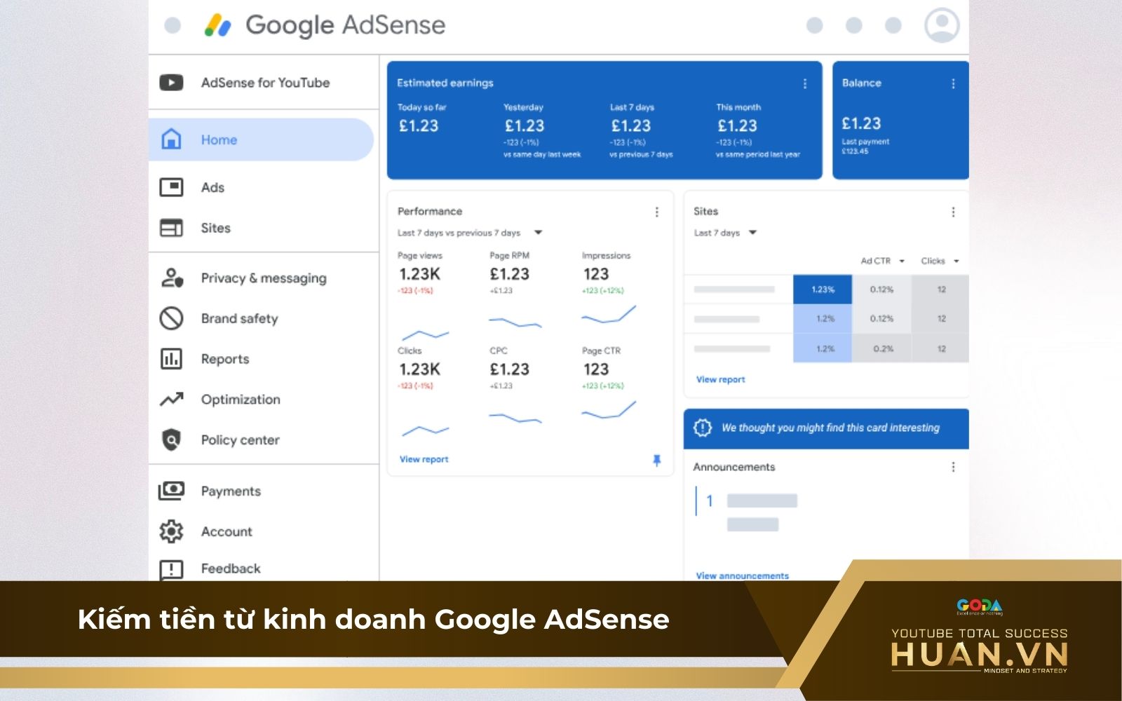 Kinh doanh trên YouTube qua hình thức Google AdSense