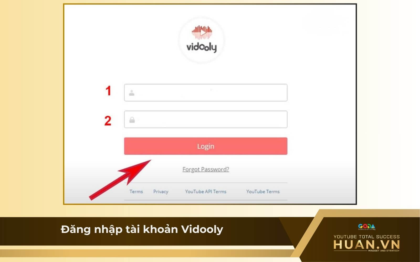 Cách biết ai hủy sub YouTube qua Vidooly - B1: Đăng nhập tài khoản Vidooly