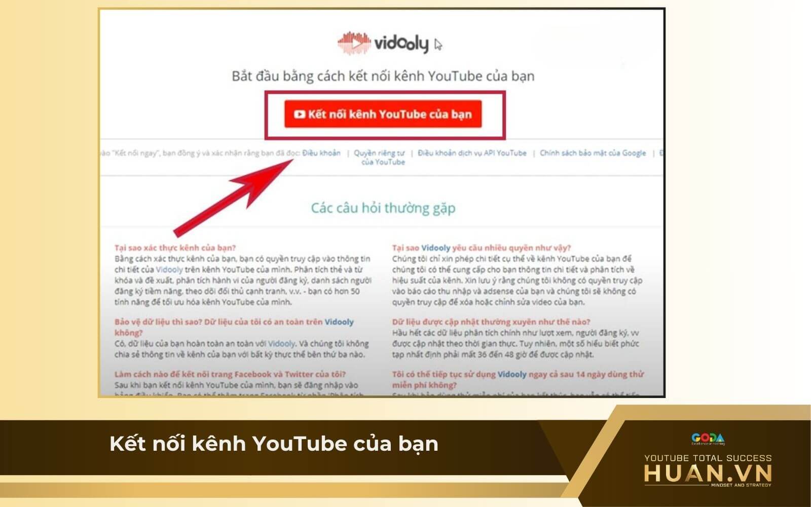 Cách kiểm tra người hủy theo dõi trên YouTube qua Vidooly - B2: Kết nối kênh YouTube của bạn