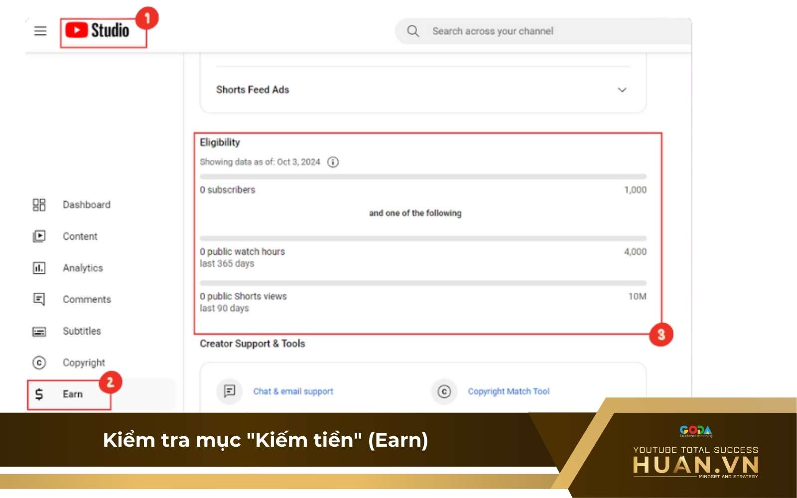 kiem-tra-muc-kiem-tien-trong-youtube-studio Cách xem giờ xem để bật kiếm tiền YouTube qua YouTube Studio: Bước kiểm tra mục Kiếm tiền