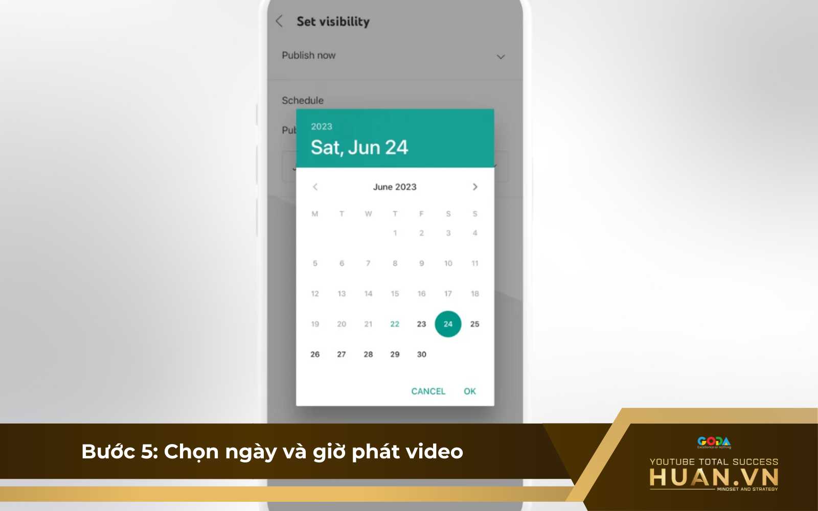 Bước 5: Lên lịch đăng video YouTube trên điện thoại theo ngày giờ mong muốn