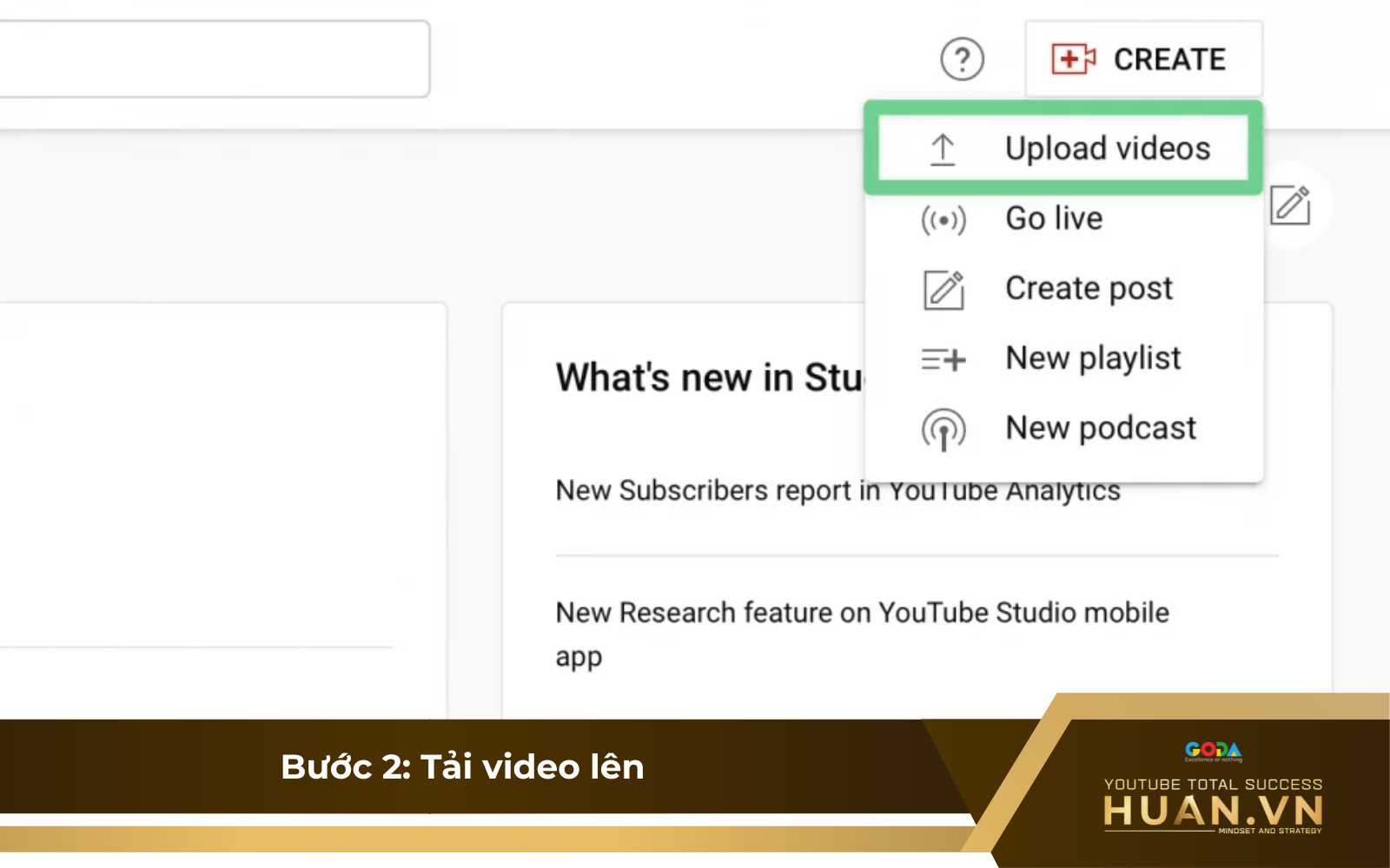 Bước 2 của cách lên lịch phát cho video YouTube: Tải video lên