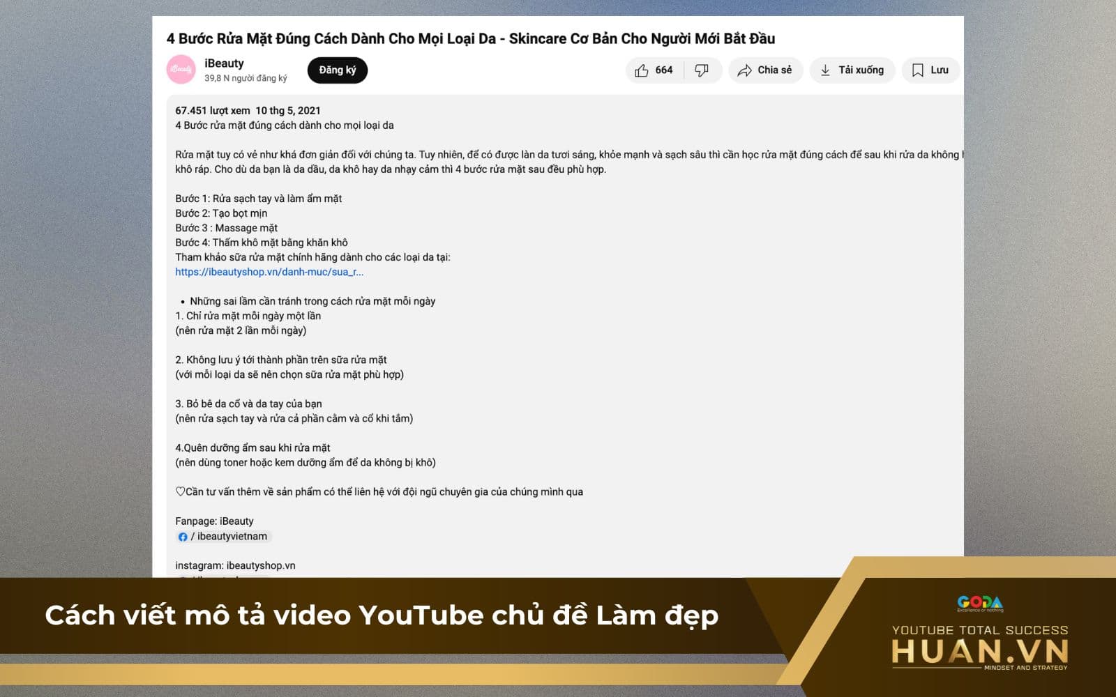 Mẫu mô tả YouTube hay chủ đề Làm đẹp