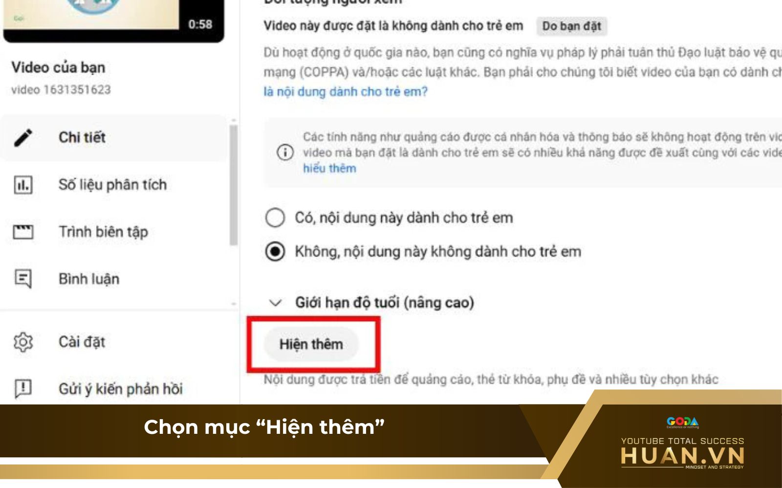 mo-binh-luan-cho-mot-video-b3-hien-them Chọn vào mục “Hiện thêm”