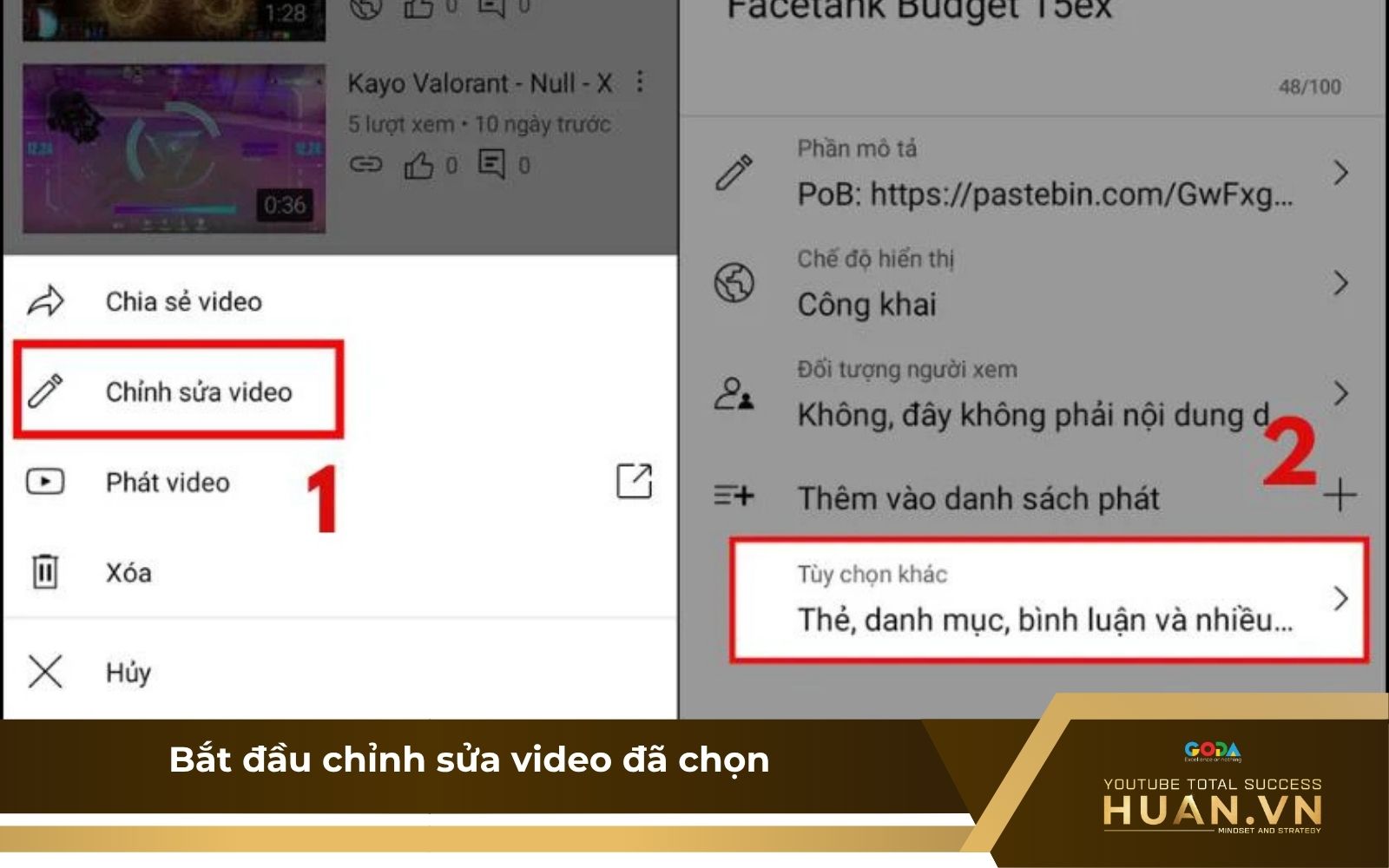 mo-binh-luan-youtube-tren-dien-thoai-b3-bat-dau-chinh-sua Bước 4 của cách bật tính năng bình luận trên YouTube: Bắt đầu chỉnh sửa video đã chọn trên điện thoại