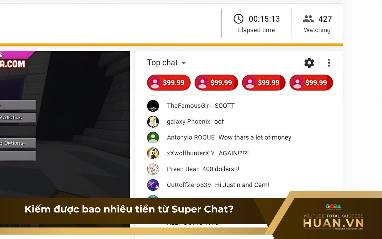 Doanh thu từ Super Chat YouTube