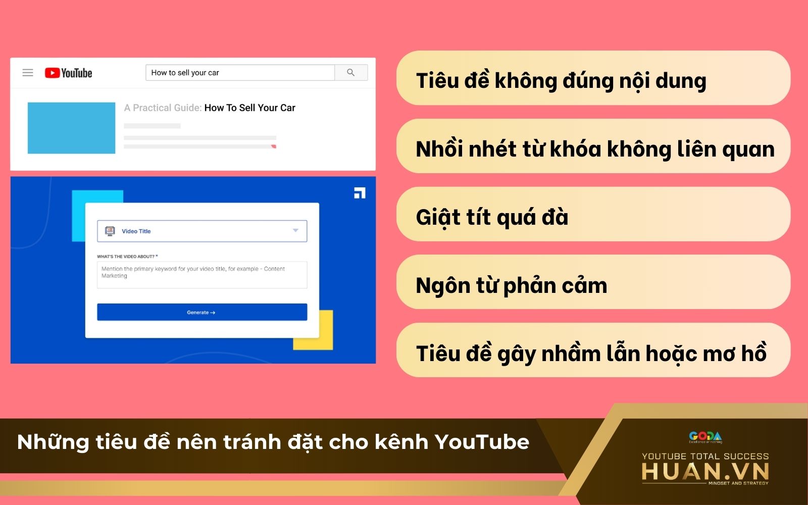 Tránh title video YouTube dài, giật tít quá đà, phản cảm hoặc không đúng nội dung Tránh title video YouTube dài, giật tít quá đà, phản cảm hoặc không đúng nội dung