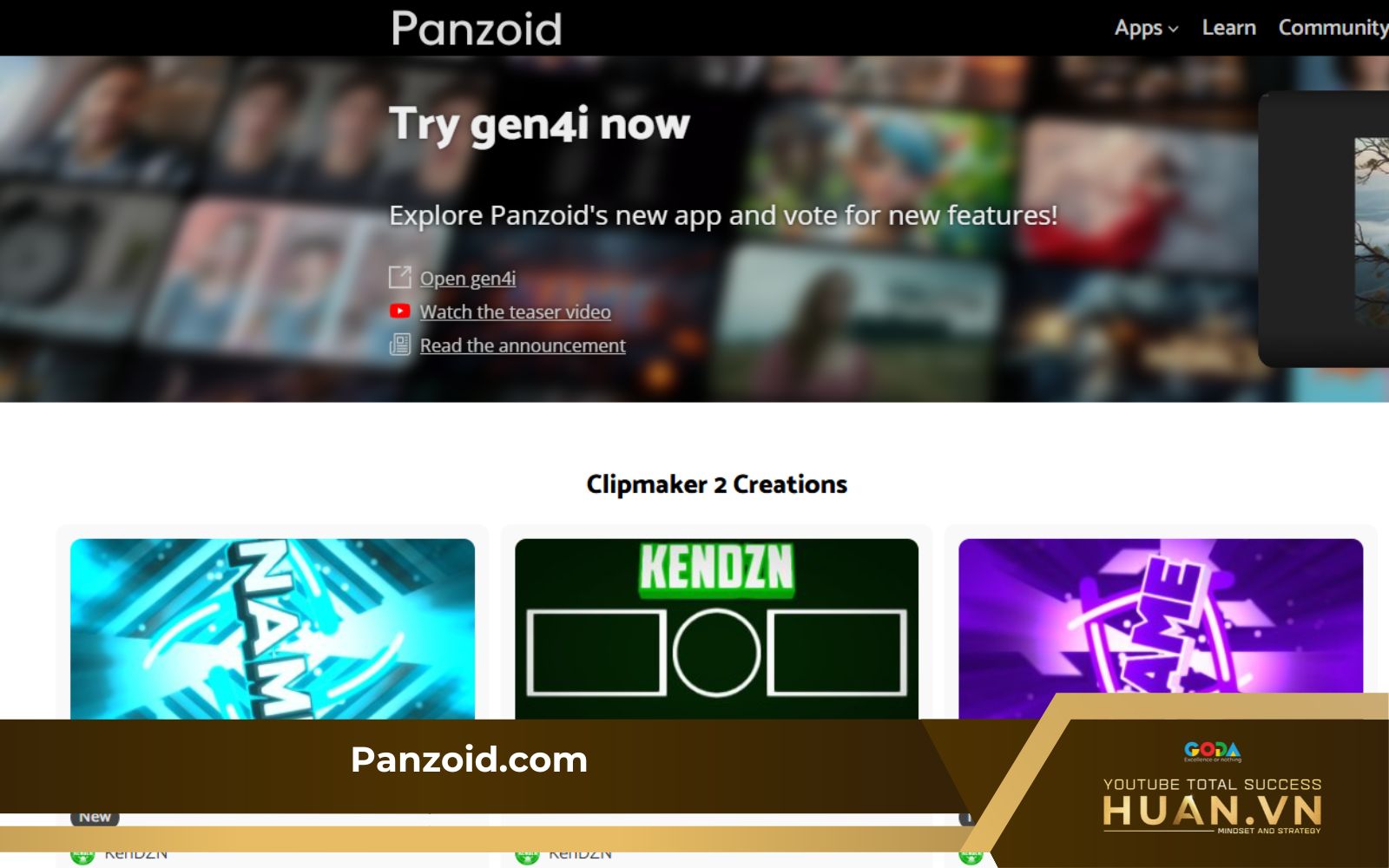 Tạo intro miễn phí với Panzoid 