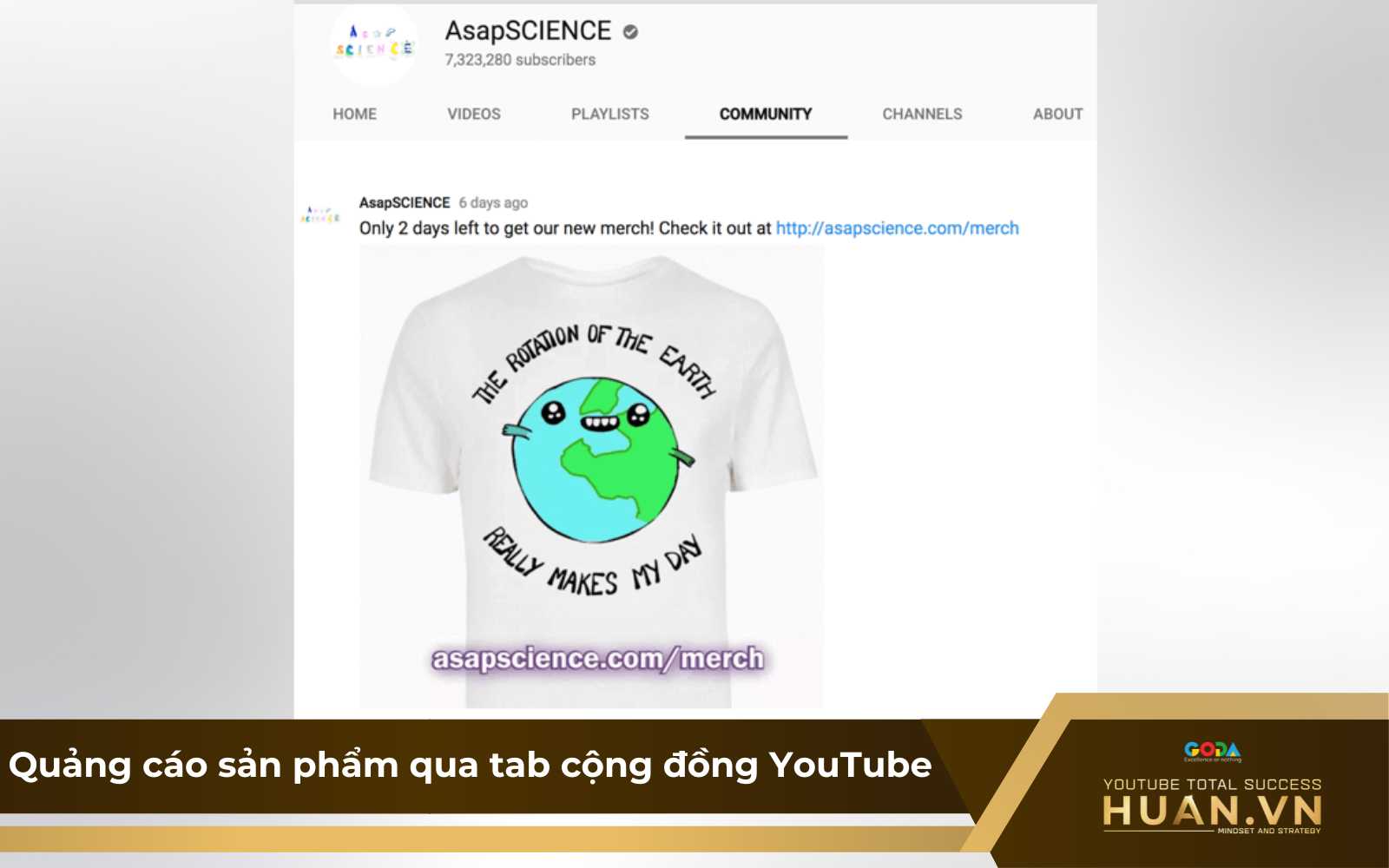 quang-cao-san-pham-qua-tab-cong-dong-youtube Quảng cáo sản phẩm trên kênh sau khi thực hiện cách mở tab cộng đồng trên YouTube thành công