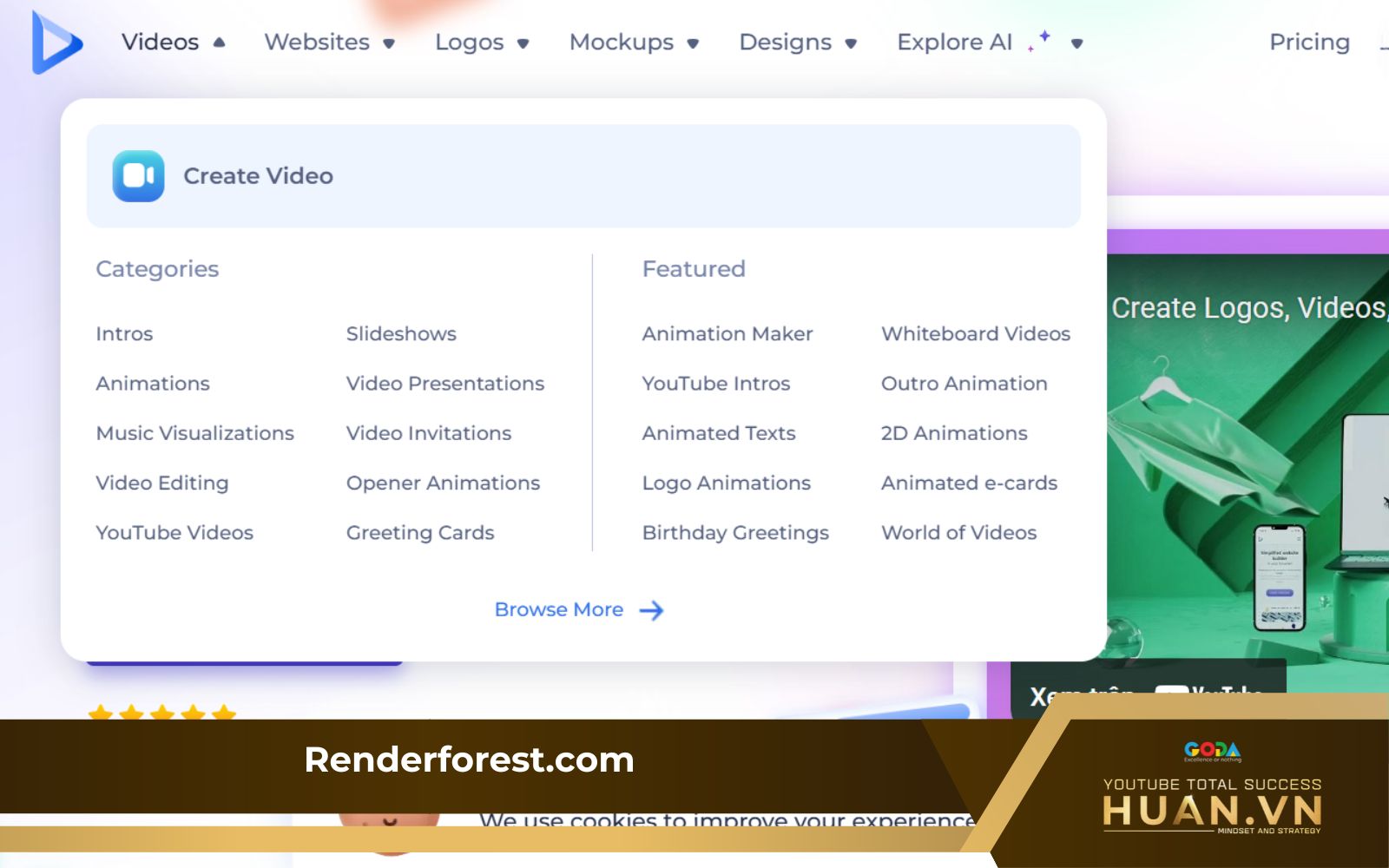 Web làm intro online Renderforest.com