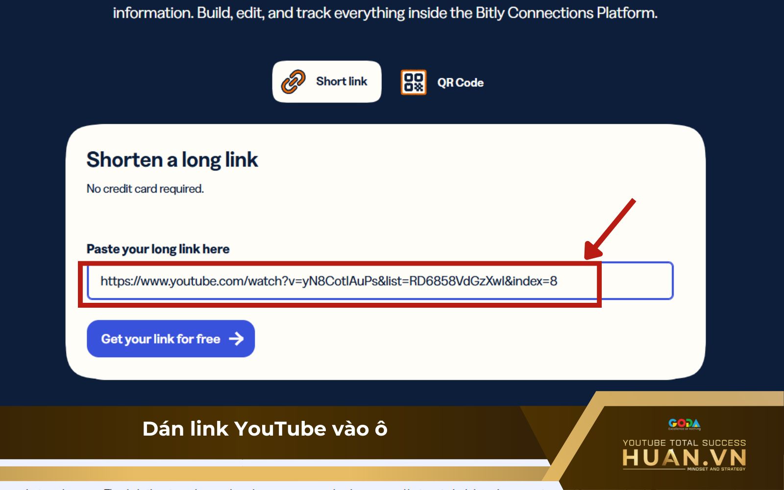Dán URL YouTube vào ô Dán URL YouTube vào ô