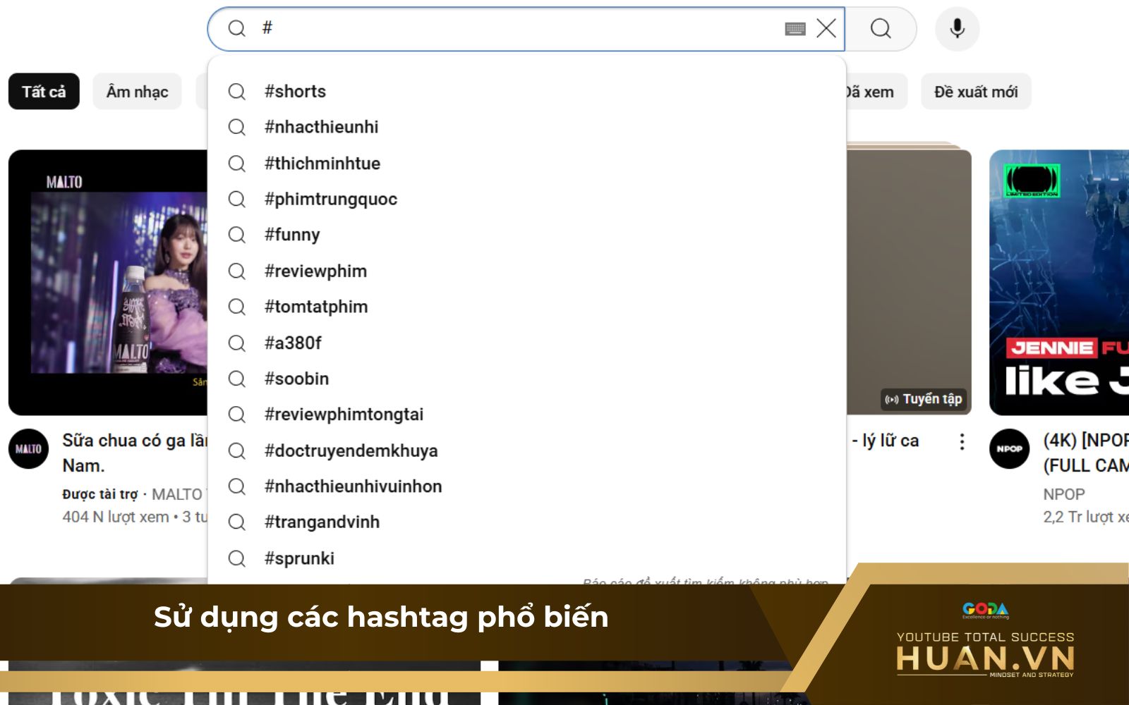 Cách thêm hashtag trên YouTube xu hướng