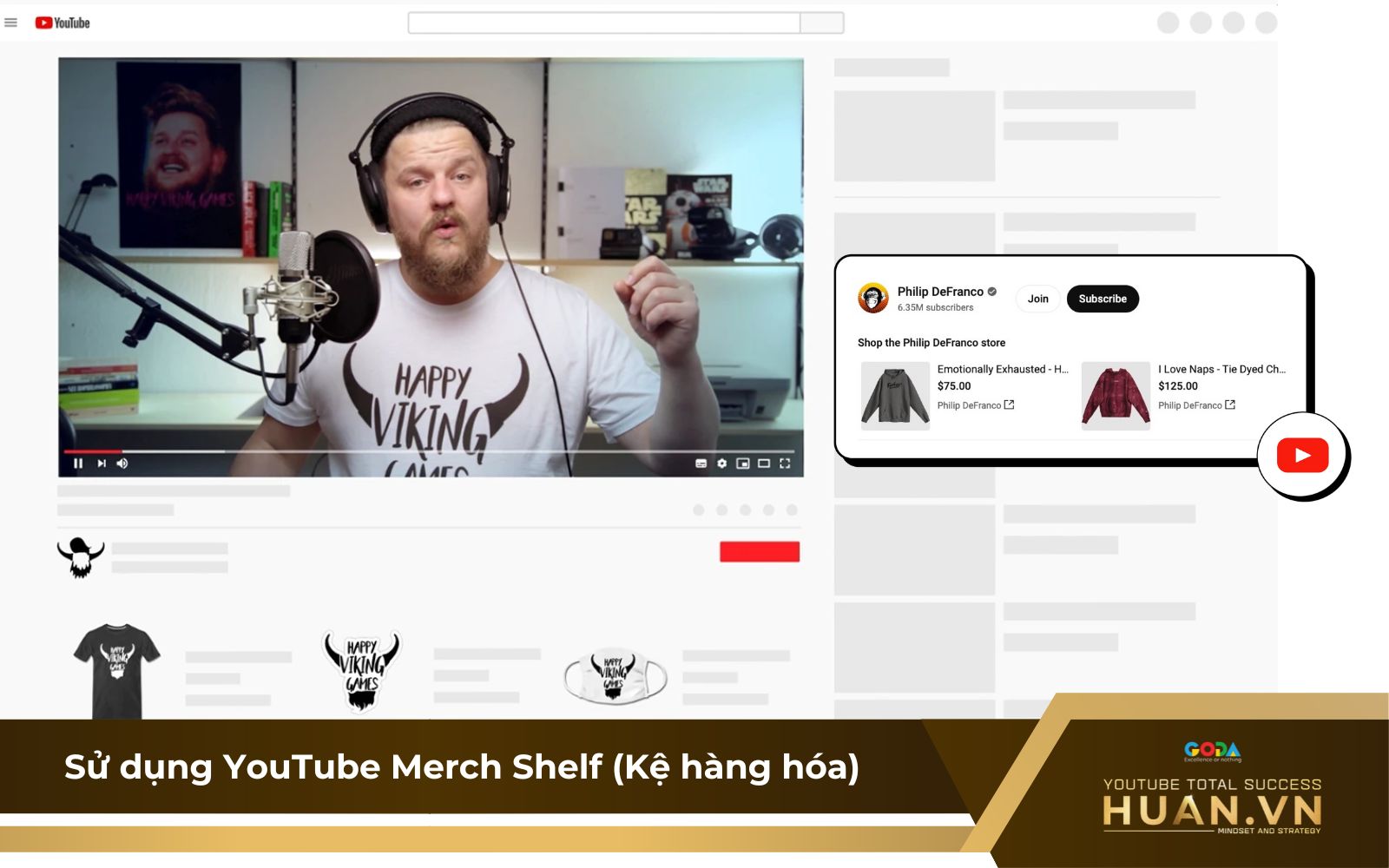 Sử dụng tính năng kệ hàng hóa YouTube Merch Shelf
