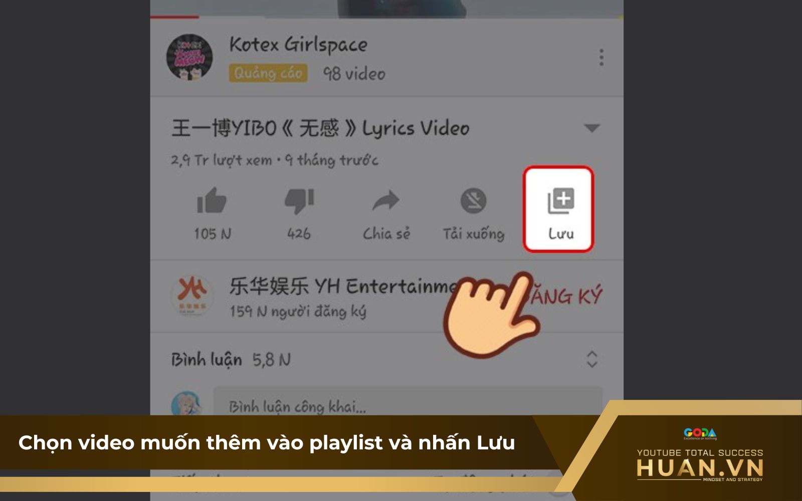 Cách tạo danh sách phát YouTube trên điện thoại - B1: Chọn video muốn thêm vào playlist