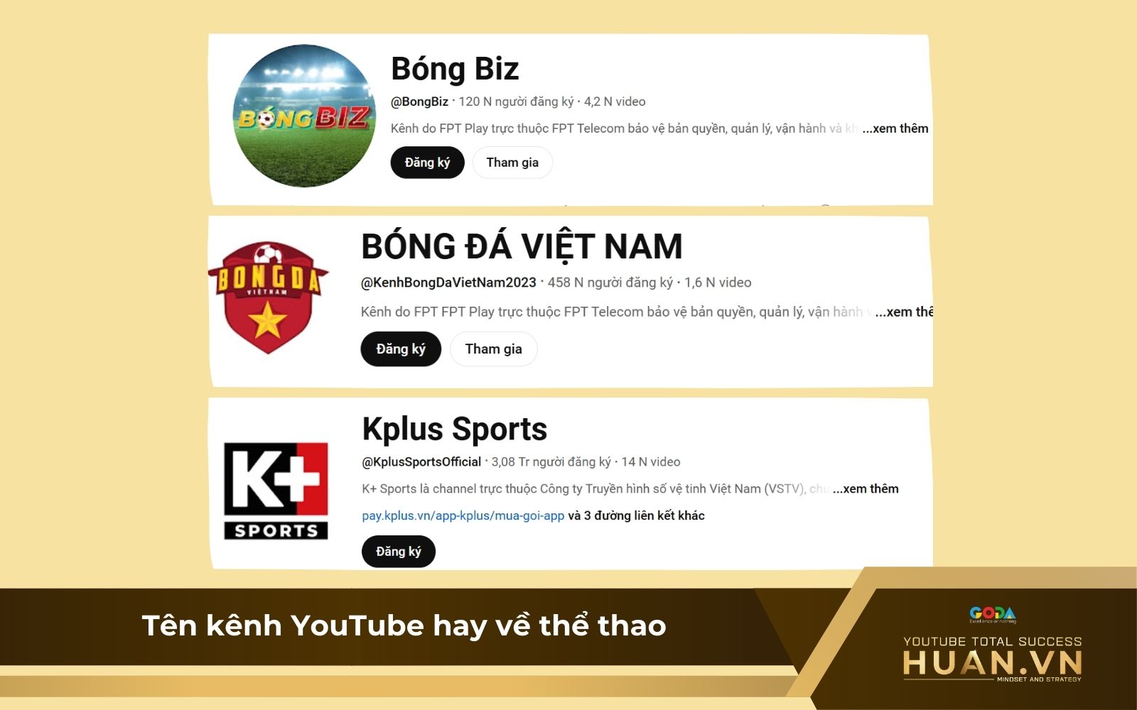 Gợi ý đặt tên kênh Youtube hay về chủ đề thể thao