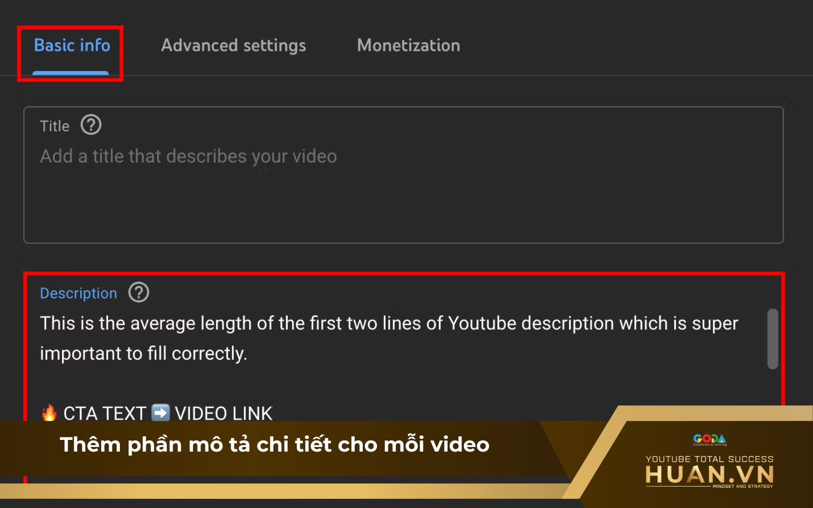 Thêm phần mô tả chi tiết là cách cày 4000 giờ xem YouTube nhanh nhất