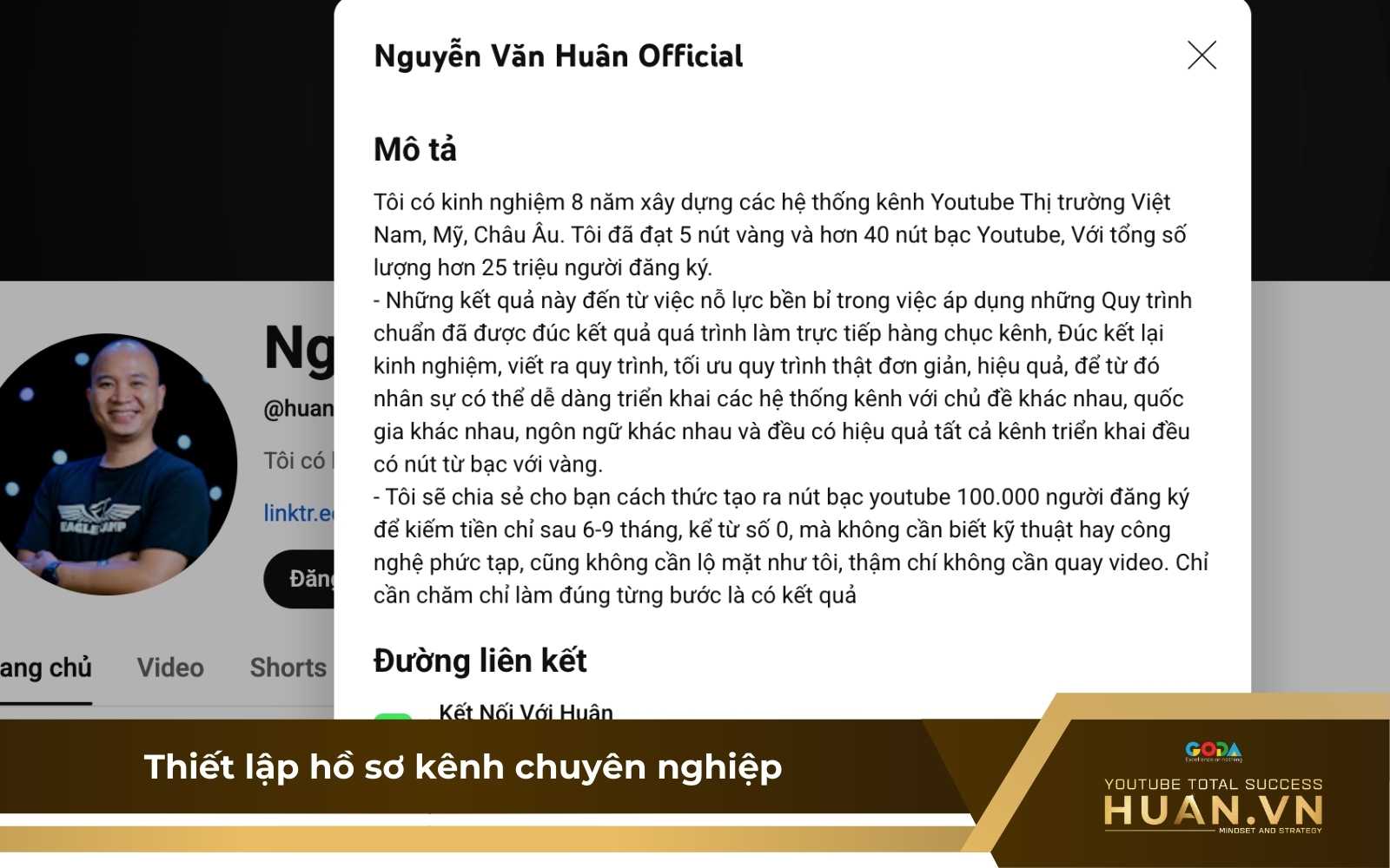 Hãy thiết lập, cài đặt hồ sơ kênh YouTube chuyên nghiệp để tạo sự uy tín