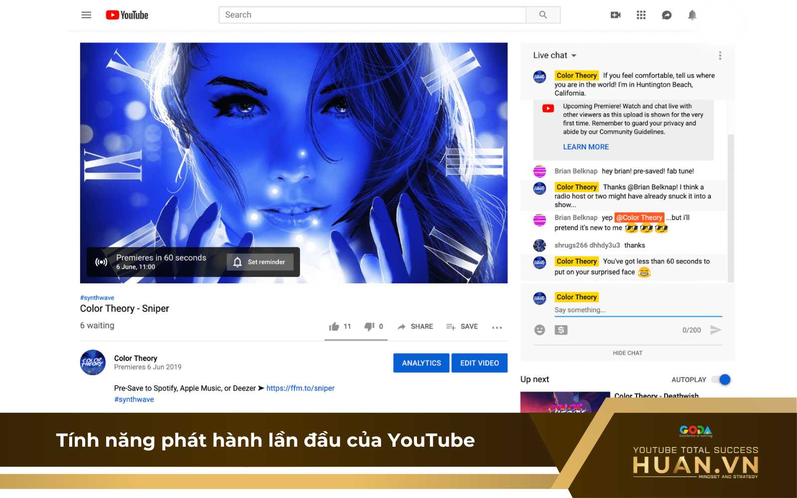 Giao diện video được phát hành lần đầu tiên kênh YouTube (YouTube Premieres) Giao diện video được phát hành lần đầu tiên kênh YouTube (YouTube Premieres)