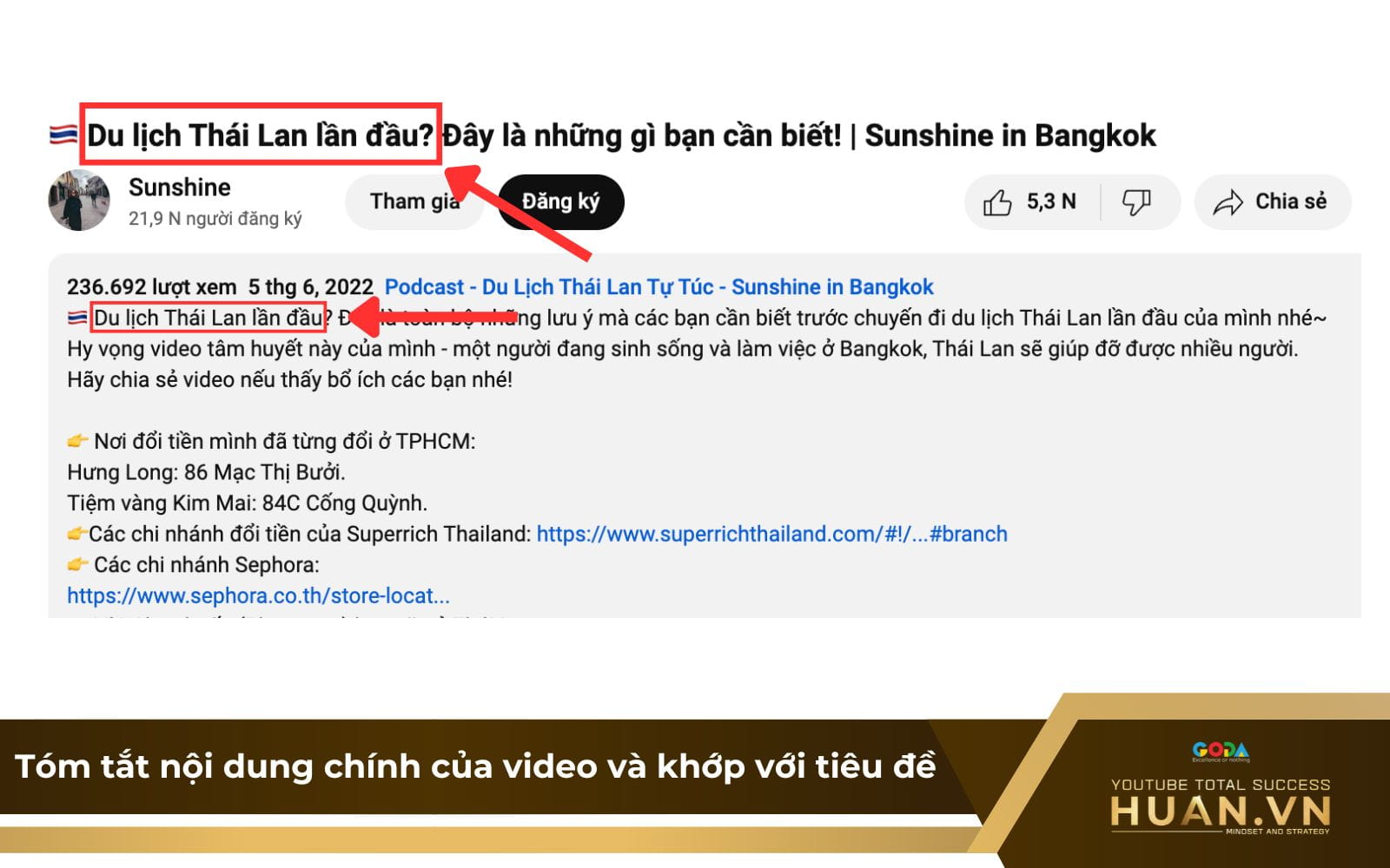 Tóm tắt nội dung chính video khớp với tiêu đề