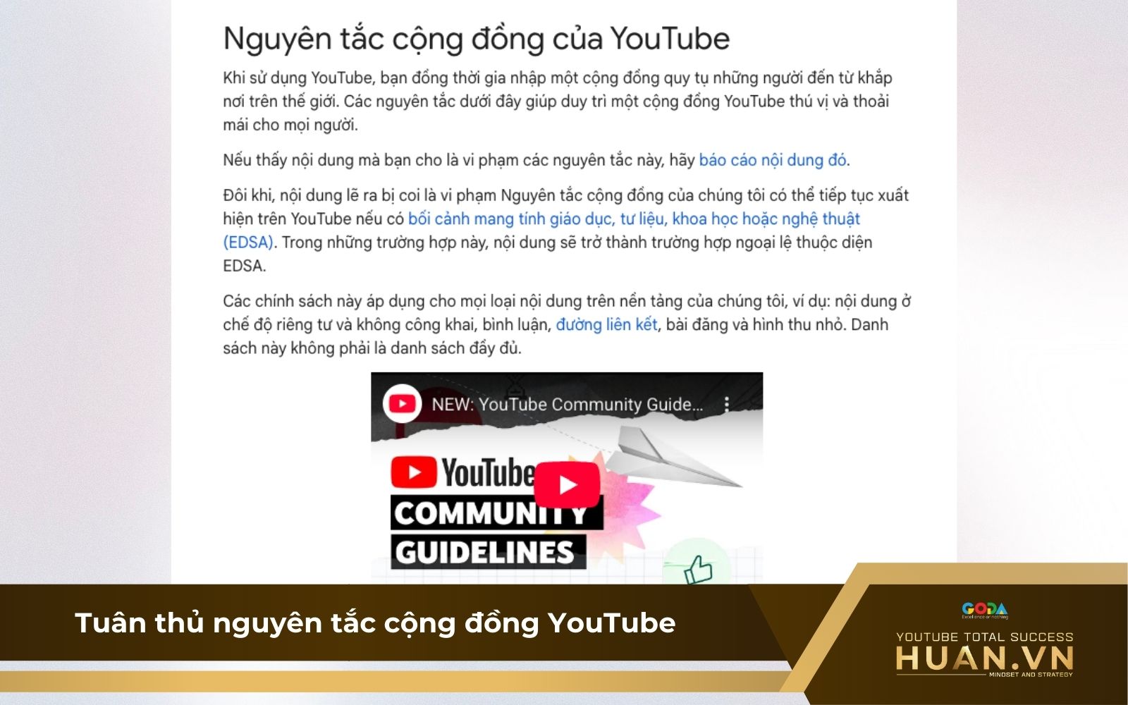Tuân thủ nguyên tắc cộng đồng YouTube để ngăn chặn Shadowban